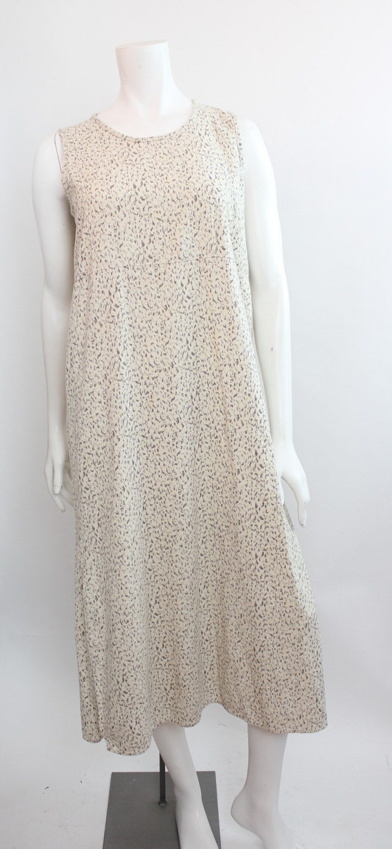 Vintage Raw Silk Tank Dress | Minimal Muted Print… - image 3