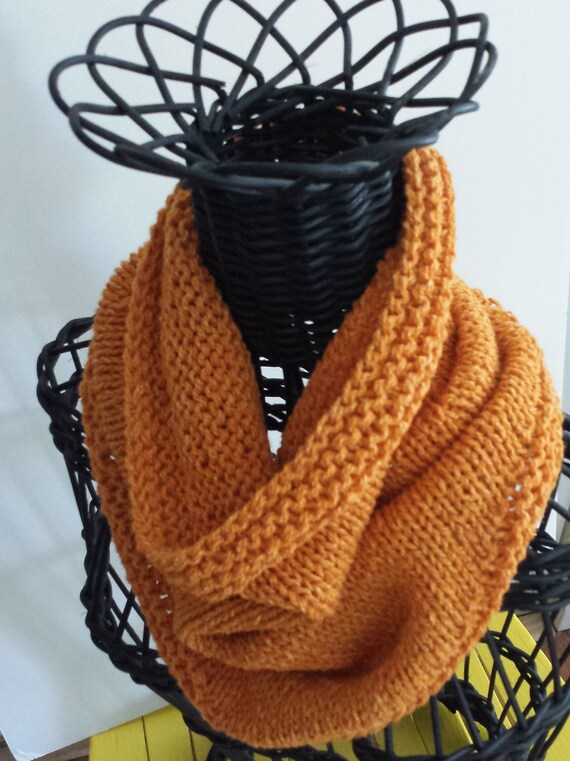Items similar to Knitted Neckerchief Bandanna Cowl Orange Fall on Etsy