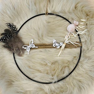 Decorative wreath, metal ring, 20 cm with dried flowers