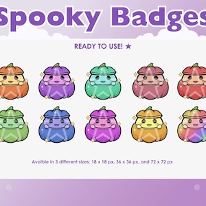 Pumpkin Ghost Twitch Badges - Twitch sub badges for Halloween | Kawaii sub badges | Cute | Spooky Emotes | Icons | Sub badges | Scary