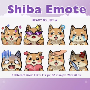KAWAII SHIBA INU twitch emotes set (8) - Twitch / Discord, Animated Emotes, Cute Emotes for Streamer, Ready to use, Gaming and Streaming