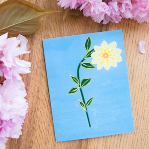 Dahlia Floral Greeting Card | Botanical Floral Art | Blank Inside | Single Card Or Pack Of 5