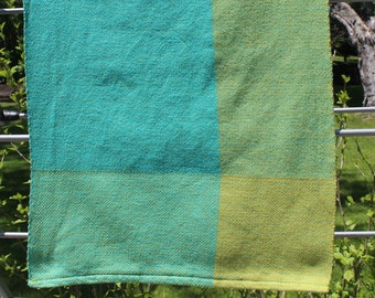 Polka Dot Twill Turquoise and Lime Kitchen Towel, Handwoven, Woven, Turquoise, Blue, Green, Lime, Cotton, Kitchen, Tea, Towel, Kitchen