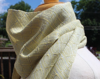 Hand Woven, Scarf, Yellow, Silver, Tencel, Original