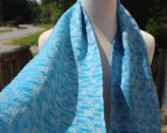 Handwoven, Scarf, Tencel, Blue, Silver, Original