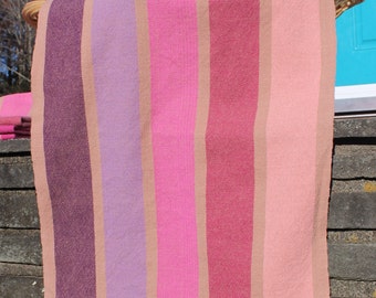 Tan on Pink Stripes Kitchen Towel, Handwoven, Woven, Pink, Purple, Tan, Stripes, Cotton, Kitchen, Tea, Towel