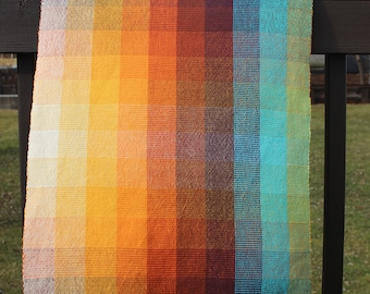 Technicolor Kitchen Towel, Handwoven, Woven, Brown, Rust, Orange, Yellow, Green, Blue, White, Cotton, Kitchen, Tea, Towel, Rainbow