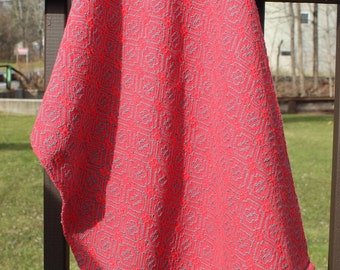 Red and Gray M and W Twill Kitchen Towel, Handwoven, Woven, Red, Gray, Cotton, Kitchen, Tea, Towel, Twill
