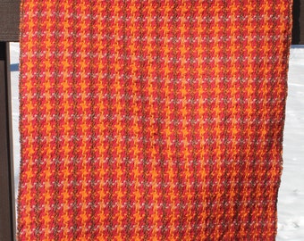 Red Grey Starburst, Handwoven Towel, Hand Woven, Towel, Kitchen, Red, Orange, Brown, Gray, Cotton, Tea Towel