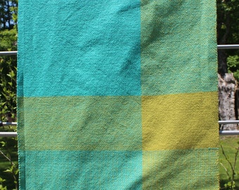 Broken Twill Turquoise and Lime Kitchen Towel, Handwoven, Woven, Turquoise, Blue, Green, Lime, Cotton, Kitchen, Tea, Towel, Kitchen