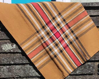 Brown Plaid Kitchen Towel, Handwoven, Woven, Brown, Black, Red, White, Cotton, Kitchen, Tea, Towel, Kitchen Towel