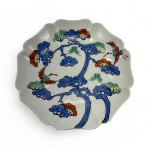 Vintage jaren 60 met de hand gedecoreerd Japans porseleinen bord met bloemmotief