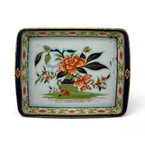 Vintage Daher Decorated Ware Small Tin Tray England Floral Chinoiserie Design