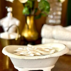 Bathtub White Trinket Dish Metal with Feet Hand Painted Bathroom Decor