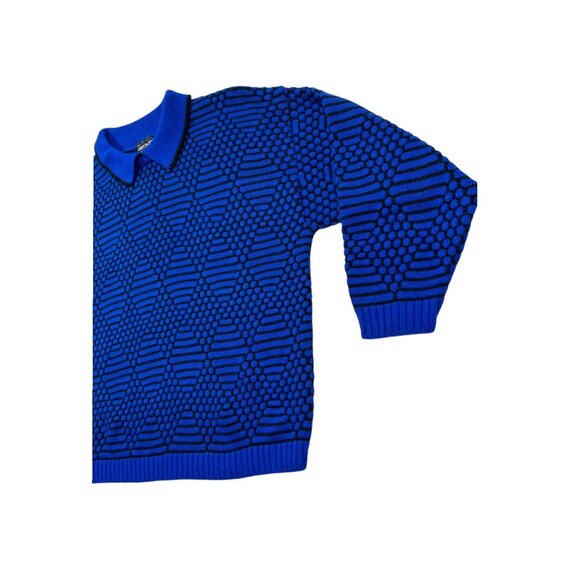 Vintage Retro Collared Sweater Objects D'art Blue… - image 7