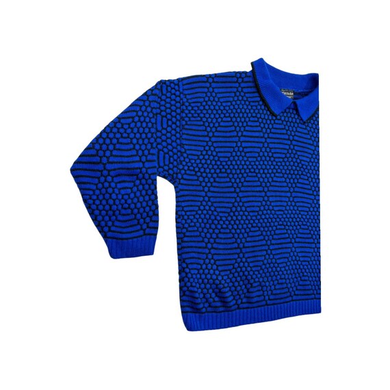 Vintage Retro Collared Sweater Objects D'art Blue… - image 6