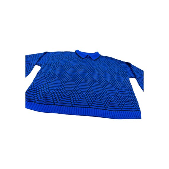 Vintage Retro Collared Sweater Objects D'art Blue… - image 9