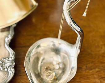 Silver Swan Trinket Jewelry Dish Vanity Decor Metal