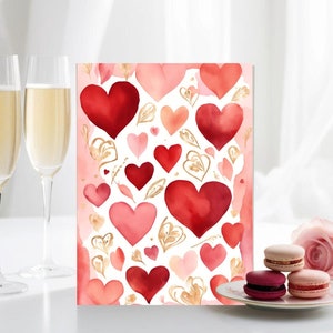 Carte coeur aquarelle rouge, carte de voeux imprimable, carte toutes occasions, carte amour, carte d'anniversaire, carte intérieure vierge, impression à la maison, fichier numérique