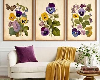 Láminas vintage de flores prensadas: Conjunto de arte botánico para pared (Descarga digital)