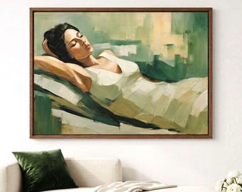 Emerald Green Abstract Woman Art Print: Modern Feminine Decor (Digital Download)