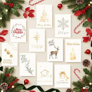 Elegante set di biglietti di auguri natalizi stampabili per etichette regalo con design interno vuoto per uso in famiglia, amici e ufficio, fai da te, set da 10