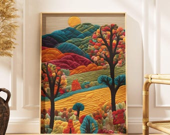 Colorful Quilt Patchwork Print: Maximalist Home Decor (Digital Download)