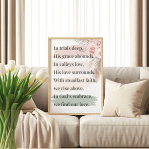 Christian Scripture Poem Print: Blush Floral Faith Home Decor (Digital Download