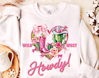 Howdy Cowgirl PNG: Western Pink Boots Sublimation Design (Digital Download