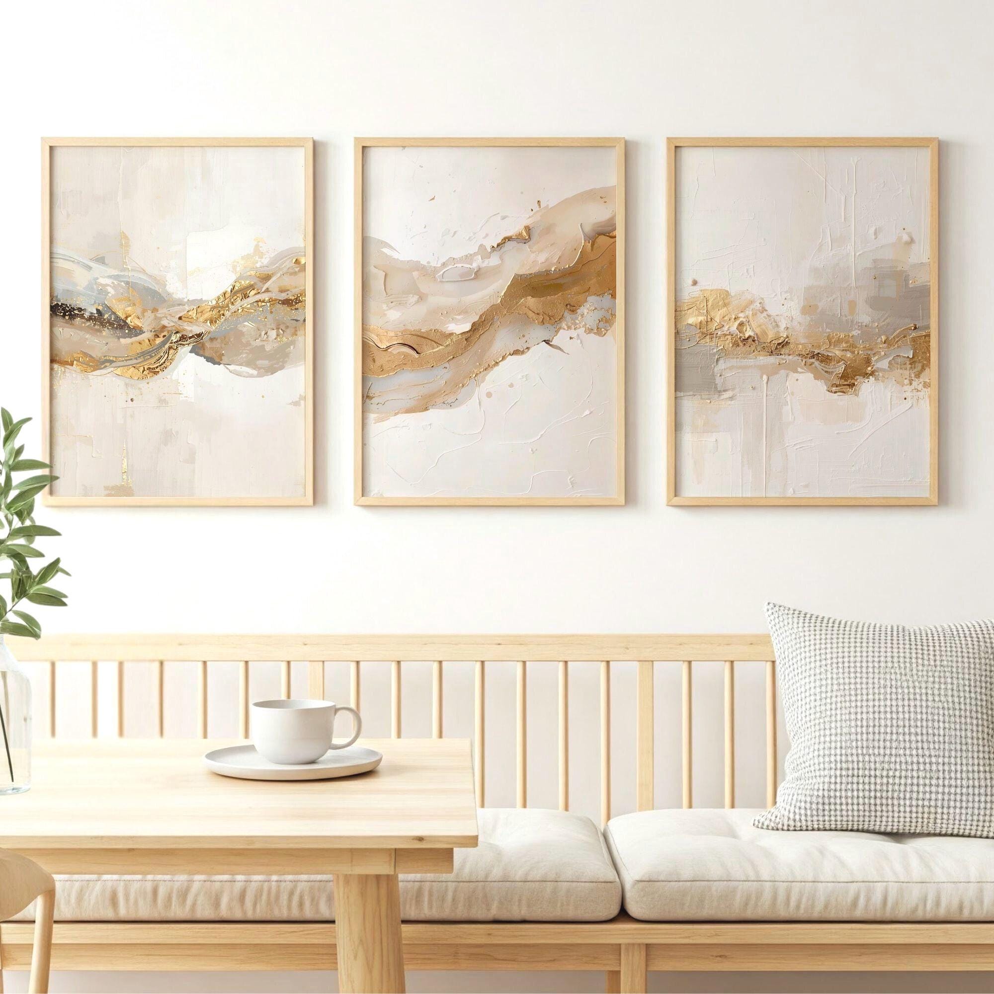 Abstract Wall Art : Beige Gold Set of 3 Prints (digital Download) - Etsy