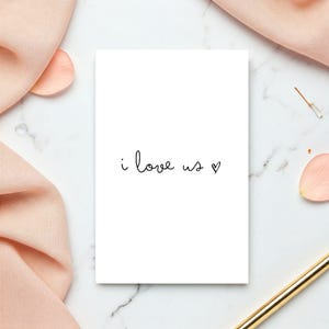 Carte imprimable Je nous aime, voeux romantique minimaliste pour cadeau d'anniversaire, juste parce que note pour partenaire, téléchargement vierge avec enveloppe