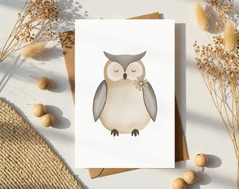 Owl Greeting Card: Bookish Literary Quote (Digital Download)
