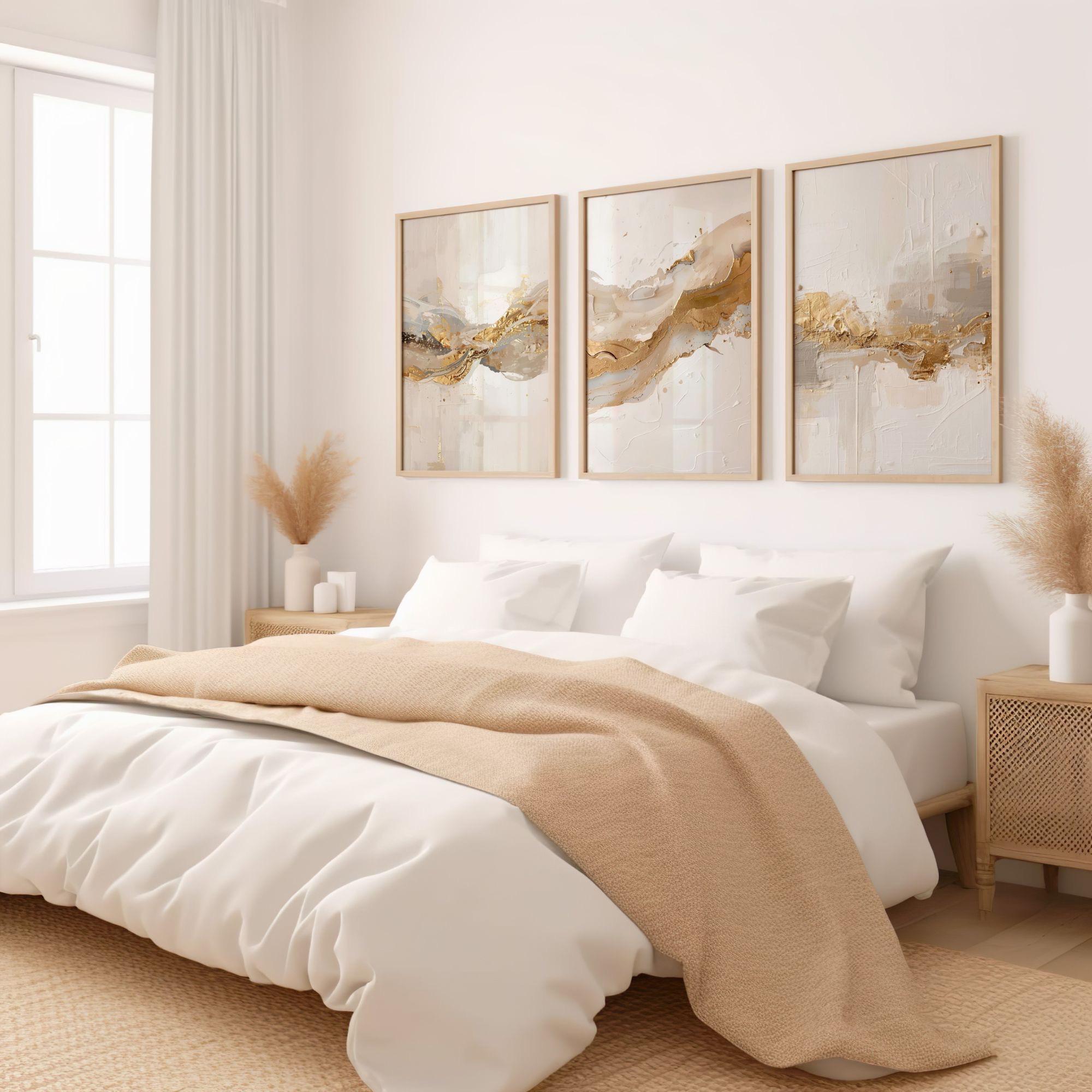 Abstract Wall Art : Beige Gold Set of 3 Prints (digital Download) - Etsy