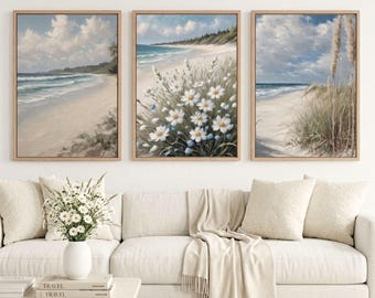 Coastal Wall Art : Neutral Beach Landscape Set (Digital Download)