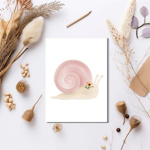 Cartão de felicitações de caracol literário para presentes literários, papelaria em branco para impressão com modelo de envelope para amantes da natureza, uso em todas as ocasiões