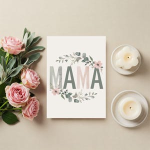 Printable Birthday Card for Mom Digital Floral Greeting Card for Her Blank Inside Card for Mom Gift Instant Download DIY Card for Women