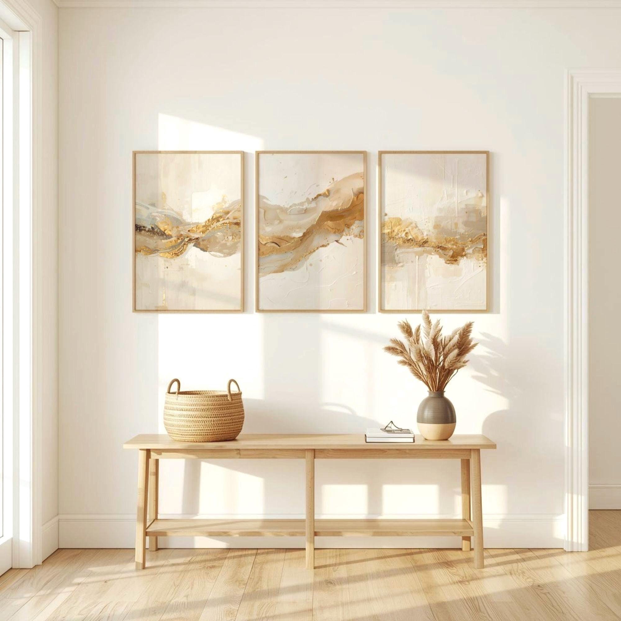 Abstract Wall Art : Beige Gold Set of 3 Prints (digital Download) - Etsy