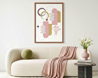 Abstract Geometric Poster : Mid Century Pink Olive Art (Digital Download)