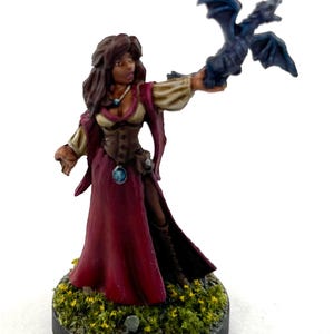 Sorcerer Hero Character DnD Miniature | Female Warlock Wizard Druid Barmaid Painted D&D mini | Dungeons and Dragons Pathfinder ttrpg