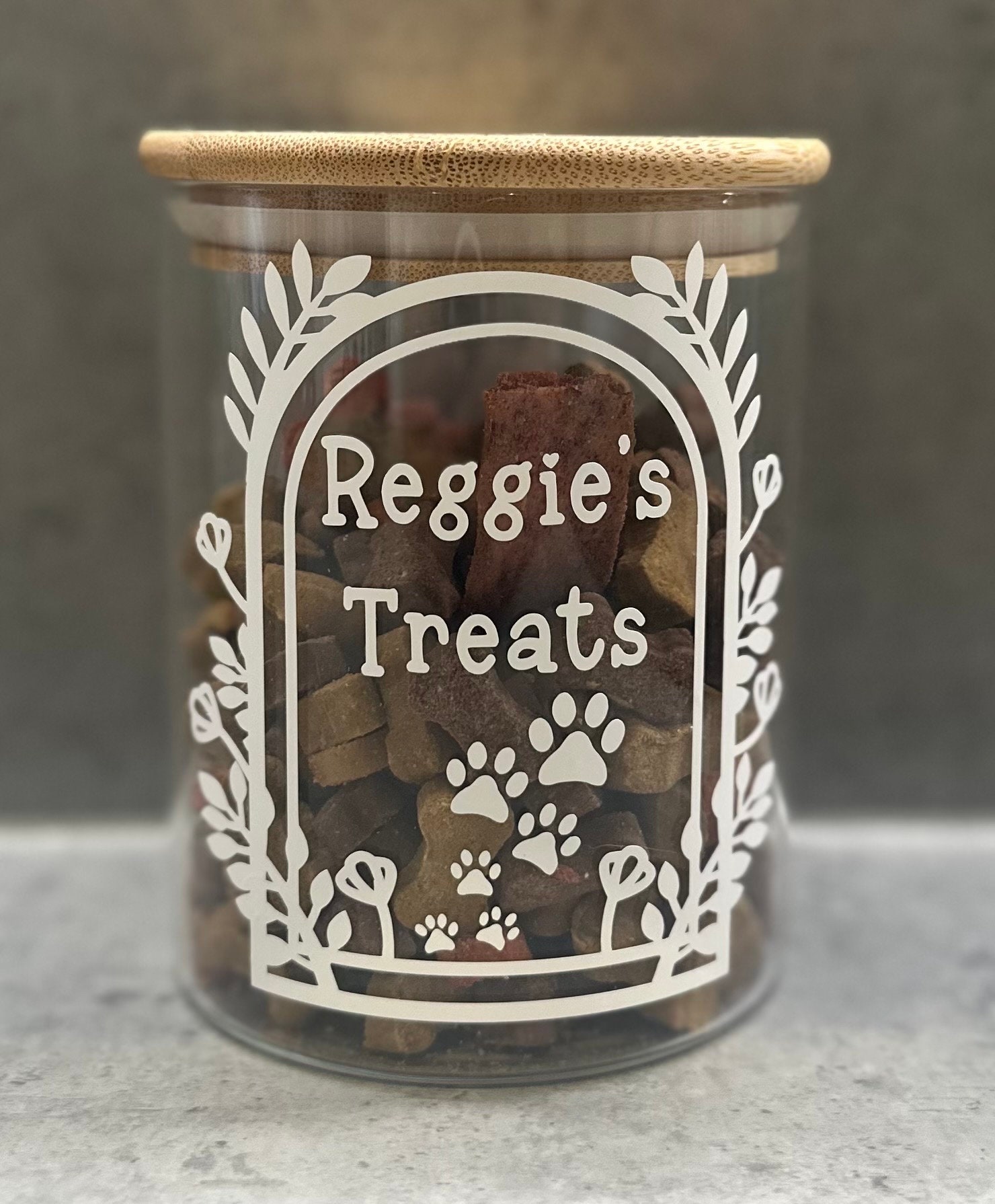 Grey dog treat jar online