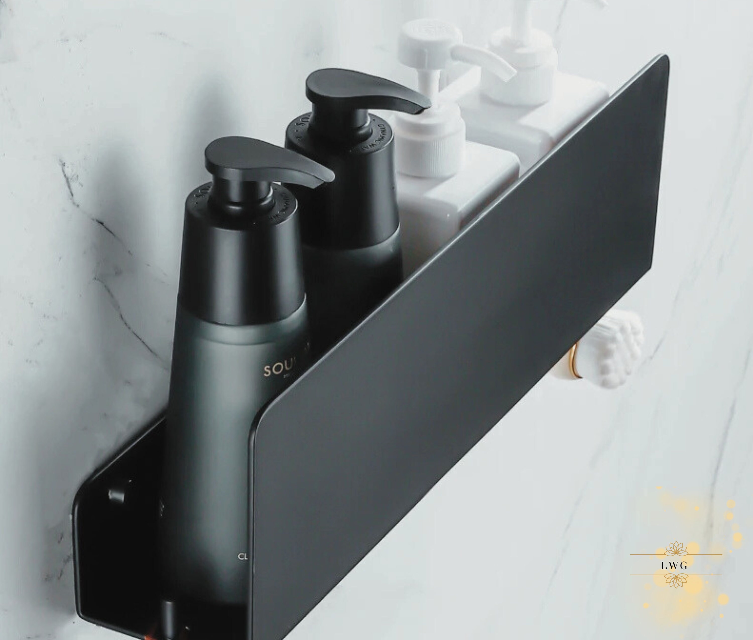 Black Floating Shelves, Bathroom Organizer Shelf, Nordic Minimalist ...