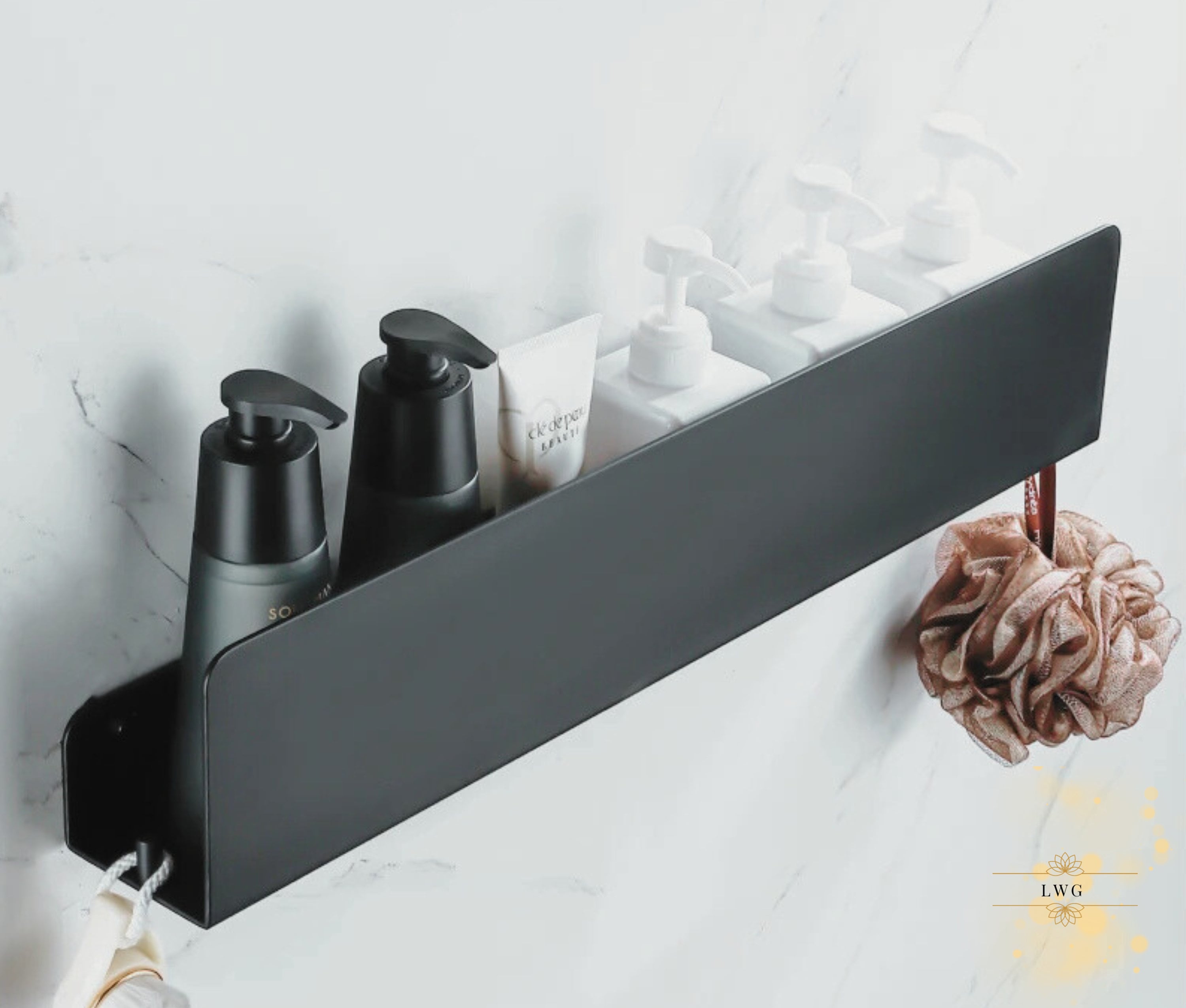 Black Floating Shelves, Bathroom Organizer Shelf, Nordic Minimalist ...