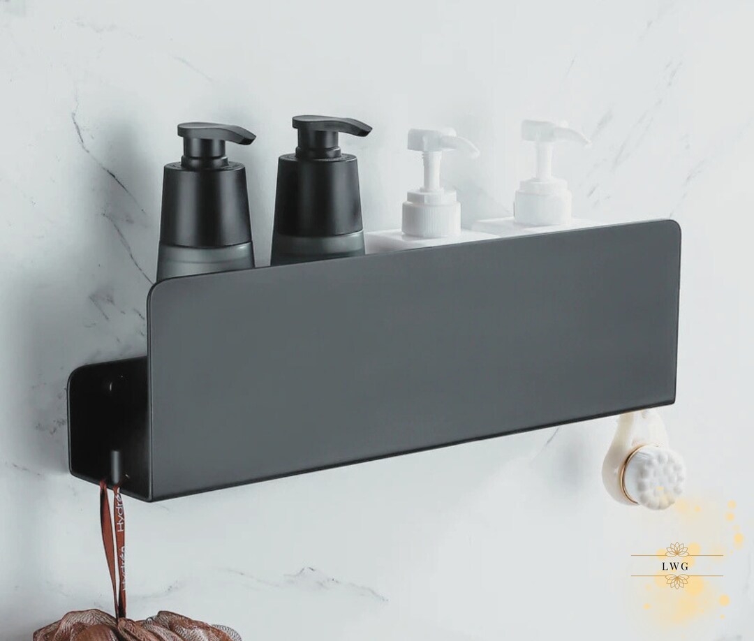 Black Floating Shelves, Bathroom Organizer Shelf, Nordic Minimalist ...
