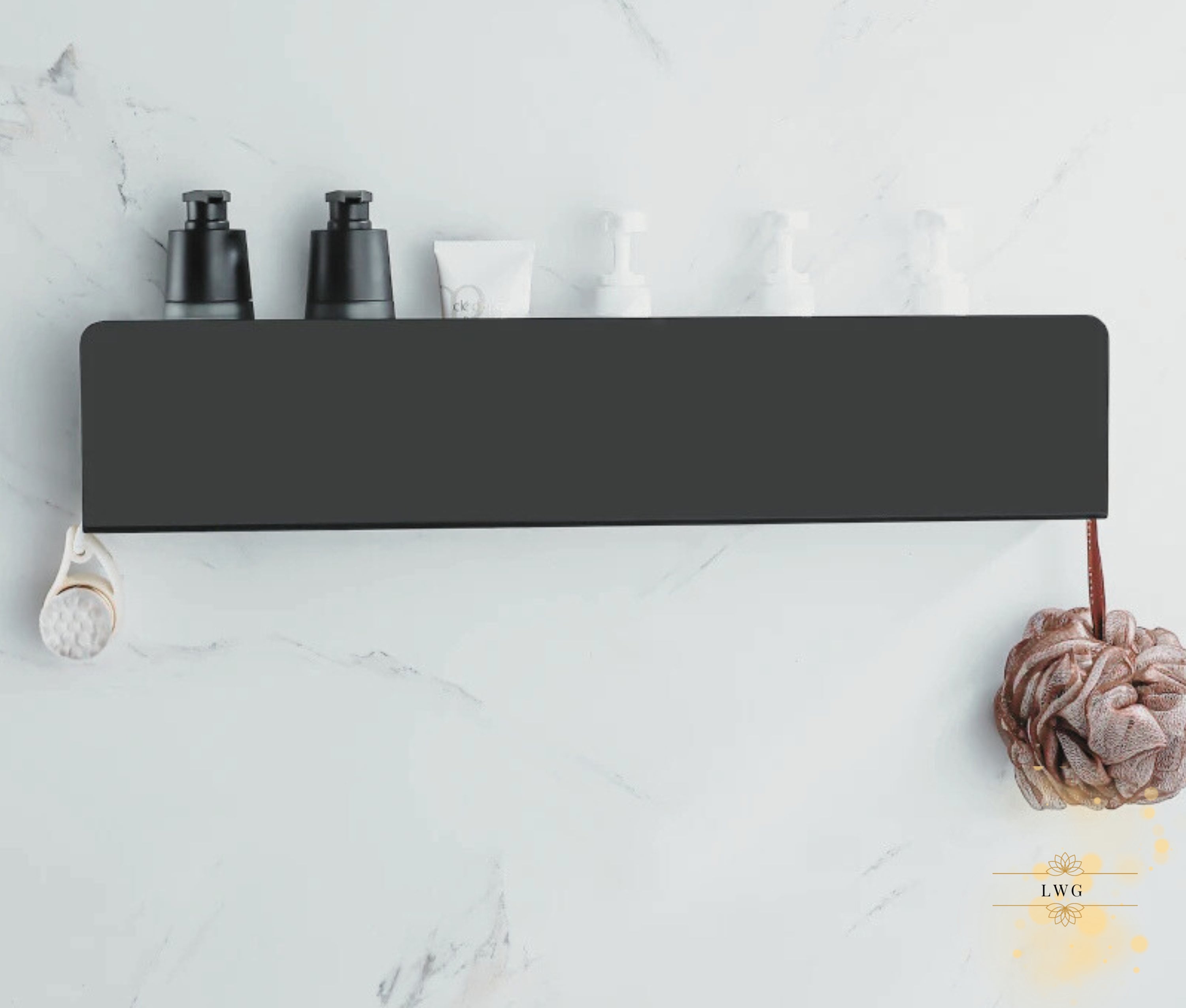 Black Floating Shelves, Bathroom Organizer Shelf, Nordic Minimalist ...