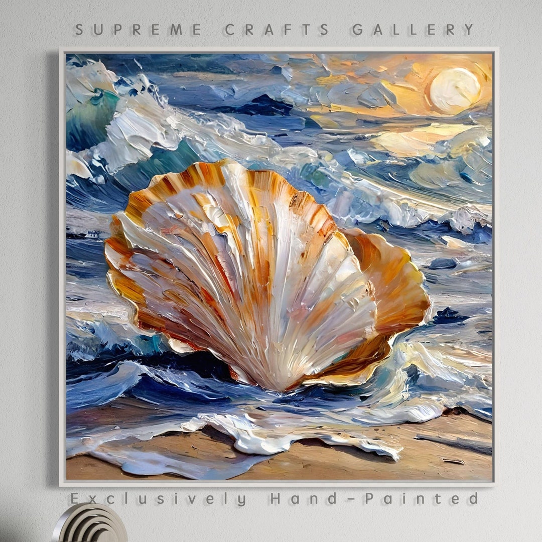 Original the Grandeur of Shells Oil Painting Modern Handpaint Texture ...