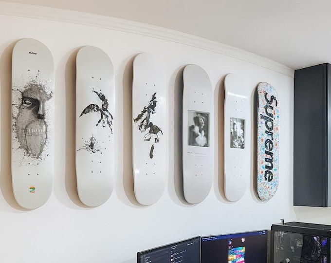 Skateboard Deck Wall Mount | Vertical & Horizontal Display | Invisible Skateboard Hanger | Floating | Gift for Skaters