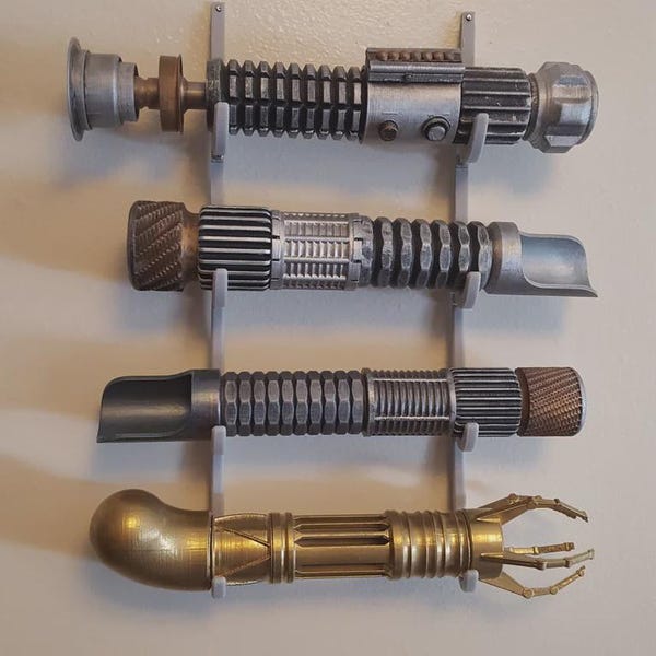 Modular Lightsaber Wall Mount: Holds 4 Sabers, 3D-Printed Display Rack
