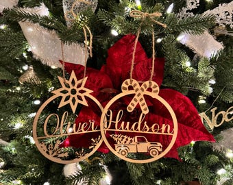 Personalized Wooden Christmas Ornament: Custom Name Gift Tag
