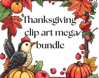 Thanksgiving clip art mega bundle, Fall Autumn clip art collection, 85 PNG, turkey, pumpkin- instant download, commercial use