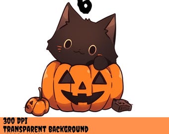 Halloween cat png, halloween png, cat stickers, Cute halloween Clip art, 10 Halloween cat PNG, commercial use,